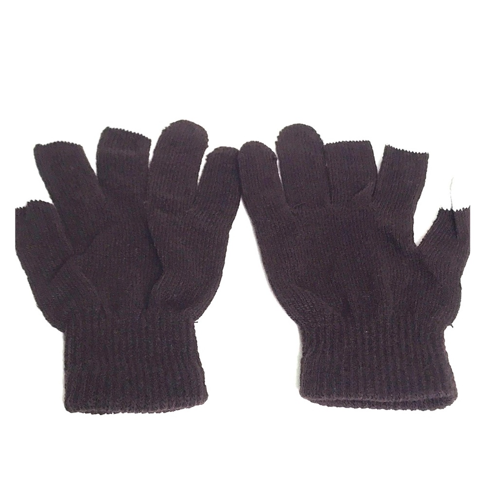 Brown Touch Screen Knit Gloves